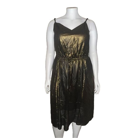 6th and Lane Bryant Gold Foil Sample Dress Sleeveless Fit & Flare Plus Size 14W - Picture 1 of 6